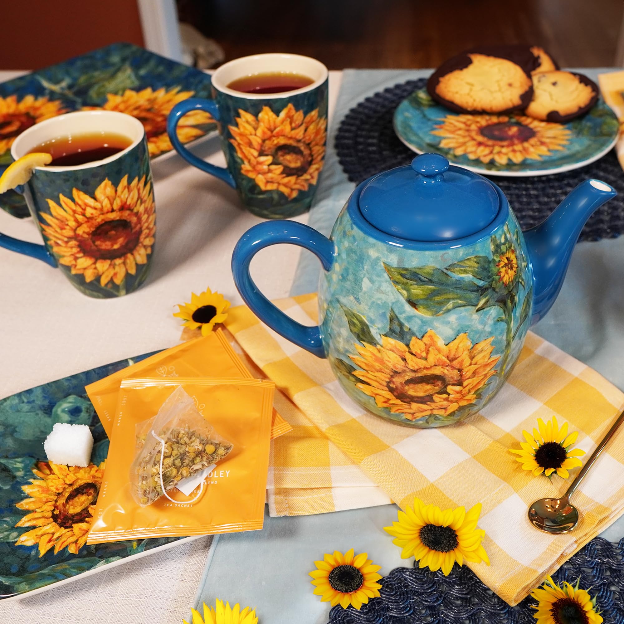 Amazon.com | Certified International Golden Sunflowers 20 oz. Mugs